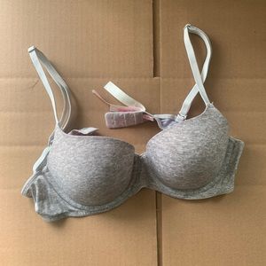 PINK Grey Lightly Lined Bra